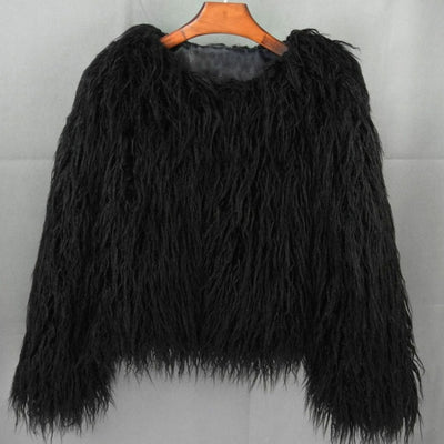 Mia | Kunstpelzmantel Damen Flauschige Kurzjacke Wintermantel