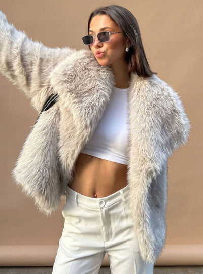 Marie | Kunstpelzmantel Damen Flauschiger Kurzmantel Herbstmode