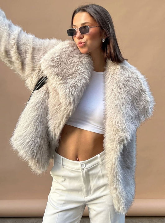 Marie | Kunstpelzmantel Damen Flauschiger Kurzmantel Herbstmode