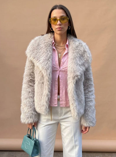 Marie | Kunstpelzmantel Damen Flauschiger Kurzmantel Herbstmode