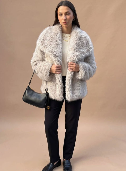 Marie | Kunstpelzmantel Damen Flauschiger Kurzmantel Herbstmode