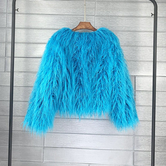 Marlene | Kunstpelzmantel Damen flauschiger Langflor Wintermantel