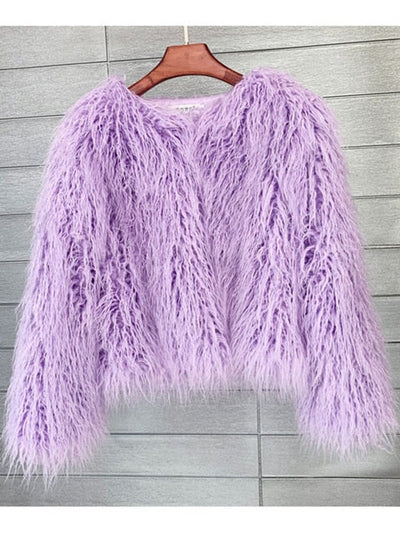 Marlene | Kunstpelzmantel Damen flauschiger Langflor Wintermantel