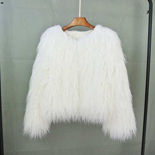Marlene | Kunstpelzmantel Damen flauschiger Langflor Wintermantel