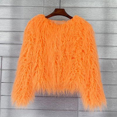Marlene | Kunstpelzmantel Damen flauschiger Langflor Wintermantel