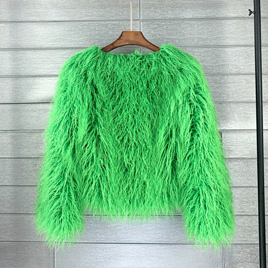 Marlene | Kunstpelzmantel Damen flauschiger Langflor Wintermantel