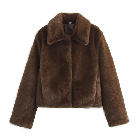 Emilia | Kunstpelzmantel Damen Kurzjacke klassischer Kragen kuscheliger Kunstpelz