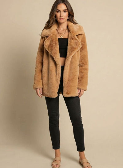 Emilia | Kunstpelzmantel Damen Lässiger Oversized Teddyfell Kurzmantel