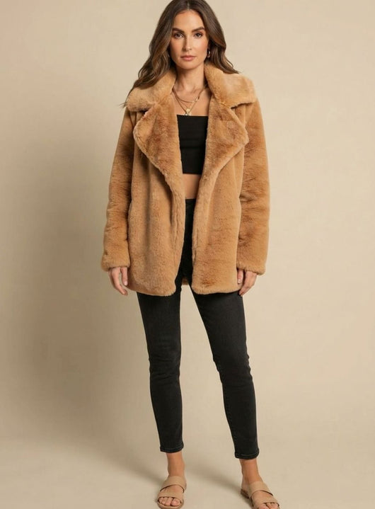 Emilia | Kunstpelzmantel Damen Lässiger Oversized Teddyfell Kurzmantel