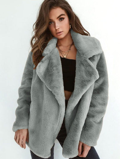 Emilia | Kunstpelzmantel Damen Lässiger Oversized Teddyfell Kurzmantel