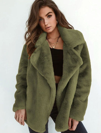 Emilia | Kunstpelzmantel Damen Lässiger Oversized Teddyfell Kurzmantel