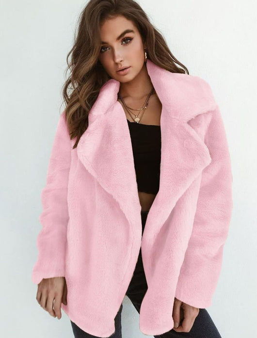 Emilia | Kunstpelzmantel Damen Lässiger Oversized Teddyfell Kurzmantel