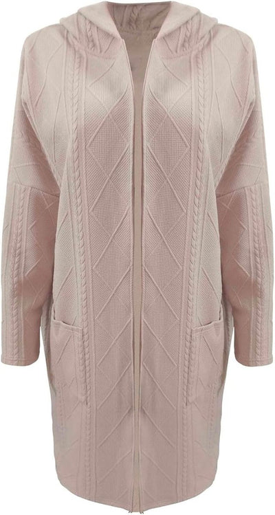 Charlotte | Lange Strickjacke Damen mit Kapuze Grobstrick Oversize Cardigan