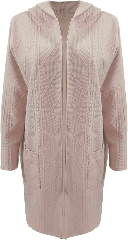 Charlotte | Lange Strickjacke Damen mit Kapuze Grobstrick Oversize Cardigan