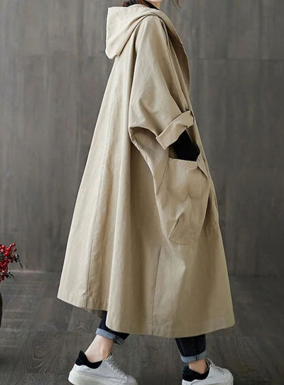 Clara | Langer Kapuzenmantel für Damen wasserabweisend Oversized Trenchcoat