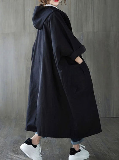 Clara | Langer Kapuzenmantel für Damen wasserabweisend Oversized Trenchcoat