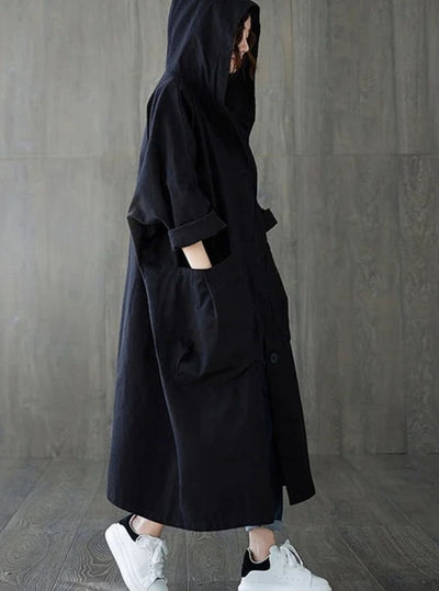 Clara | Langer Kapuzenmantel für Damen wasserabweisend Oversized Trenchcoat