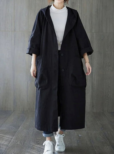 Clara | Langer Kapuzenmantel für Damen wasserabweisend Oversized Trenchcoat