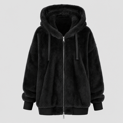 Larkhill Oversized Fleece Jacket in black, product shot