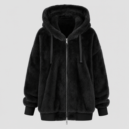 Larkhill Oversized Fleece Jacket in black, product shot