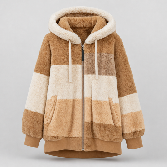 Larkhill Oversized Fleece Jacket in caramel, product shot