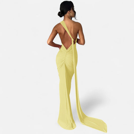 Lara | Damen Maxikleid mit Ein-Schulter-Neckholder