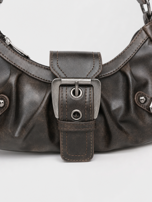 Close-up of the buckle on the Locksley Buckle Baguette