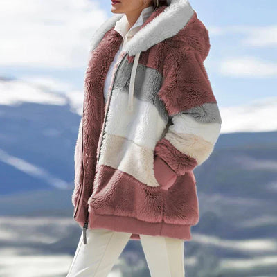 Franziska | Damen Winterjacke mit Farbblockmuster und Kapuze