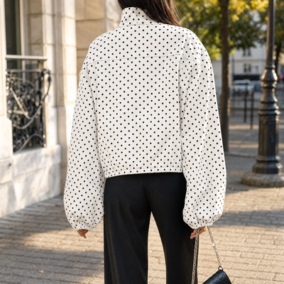 Margaux polka dot bomber jacket, back view