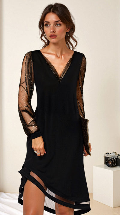 Kimberly | Damen Sommer Abend Party Kleid Mit Pailletten