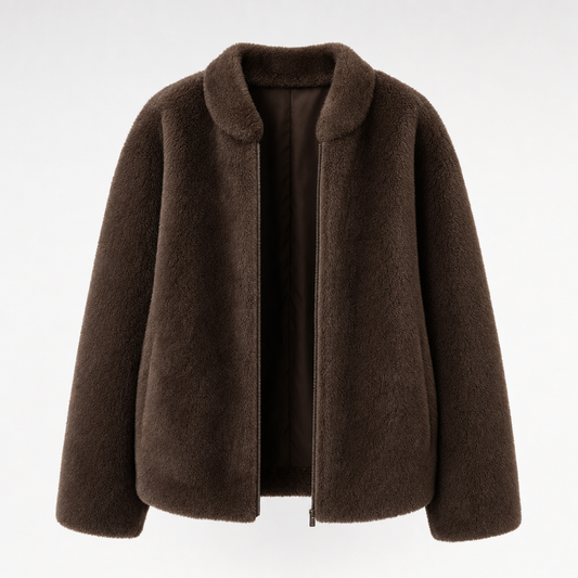 Norwood Teddy Fleece Jacket in chocolate brown, product shot