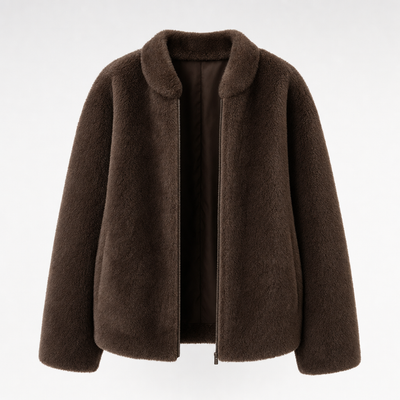 Norwood Teddy Fleece Jacket in chocolate brown, product shot