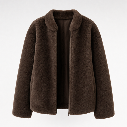 Norwood Teddy Fleece Jacket in chocolate brown, product shot