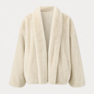 Norwood Teddy Fleece Jacket in cream, product shot