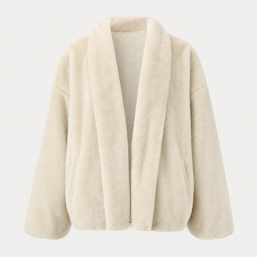 Norwood Teddy Fleece Jacket in cream, product shot