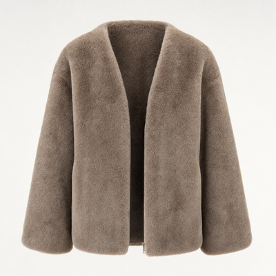 Norwood Teddy Fleece Jacket in taupe, product shot