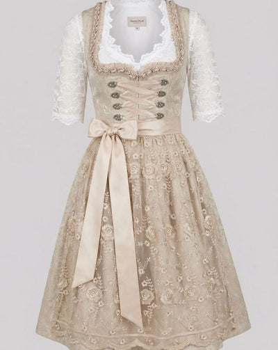 Leonie | Oktoberfest Dirndl Kleid Damen Spitzenbluse Blumenstickerei Trachtenkleid