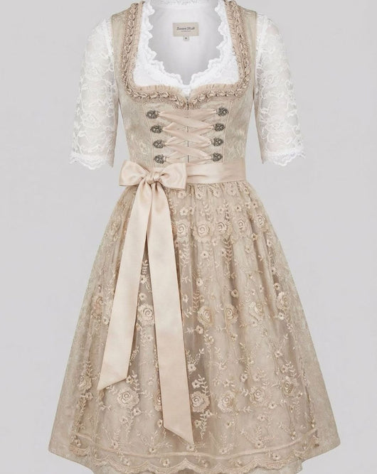 Leonie | Oktoberfest Dirndl Kleid Damen Spitzenbluse Blumenstickerei Trachtenkleid