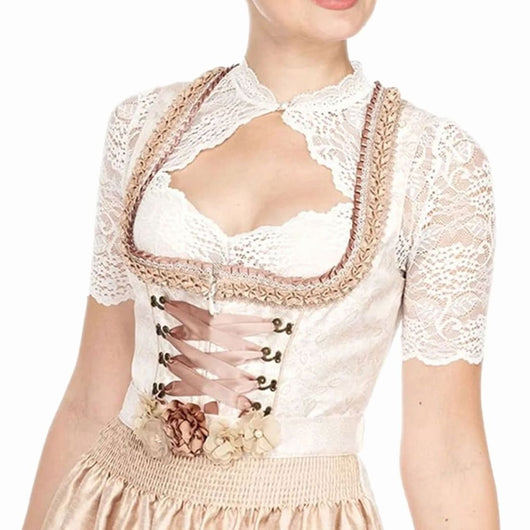 Annika | Oktoberfest Dirndlbluse Damen Elegante Spitzen-Trachtenbluse