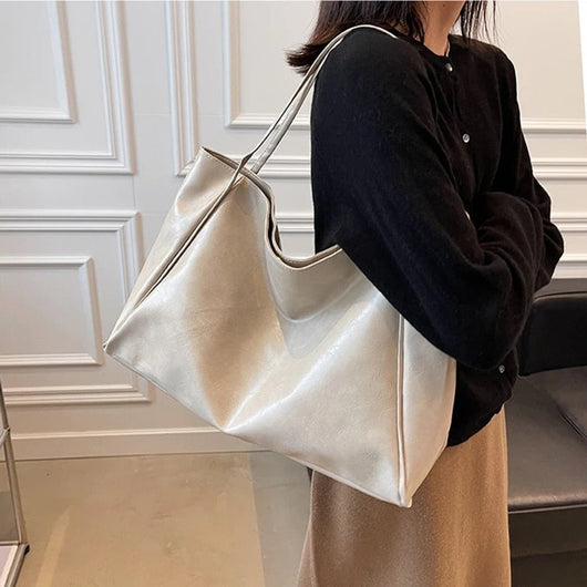 Annika | Retro PU-Leder Tote Bag Damen geräumige Schultertasche
