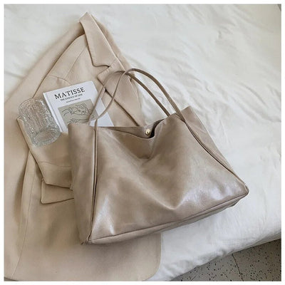 Annika | Retro PU-Leder Tote Bag Damen geräumige Schultertasche