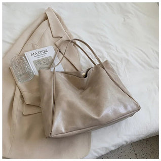 Annika | Retro PU-Leder Tote Bag Damen geräumige Schultertasche