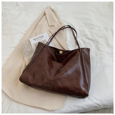 Annika | Retro PU-Leder Tote Bag Damen geräumige Schultertasche