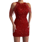 Hannah | Ärmelloses Pailletten Partykleid mit Schulterkettendetail