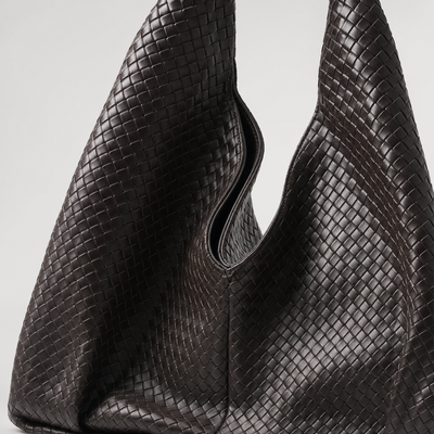 Close-up of the woven finish on the Rushmere Slouch Hobo