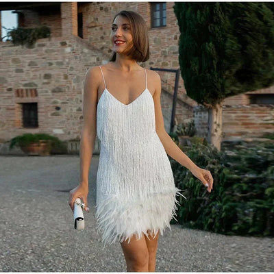 Edith | Damen Sommer Figurbetontes Cocktail Mini Kleid Mit Pailletten