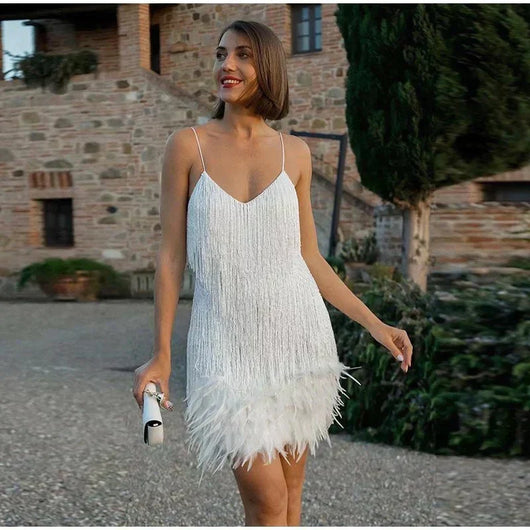 Edith | Damen Sommer Figurbetontes Cocktail Mini Kleid Mit Pailletten