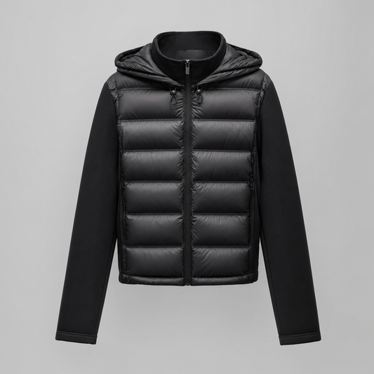 Sedgley Hooded Down Puffer in black, product shot