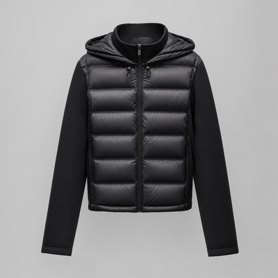 Sedgley Hooded Down Puffer in black, product shot