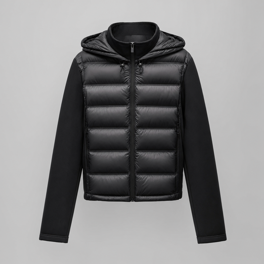 Sedgley Hooded Down Puffer in black, product shot